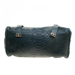 Pre Owned Mulberry Dark Green Silky Snake Print Leather Alexa Satchel