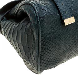 Pre Owned Mulberry Dark Green Silky Snake Print Leather Alexa Satchel
