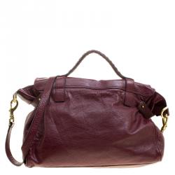 Mulberry Dark Red Leather Oversized Alexa Satchel