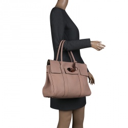 Pre Owned Mulberry Dusty Pink Grained Leather Bayswater Satchel