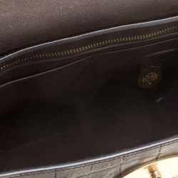 Pre Owned Mulberry Dark Brown Croc Embossed Leather Bayswater Satchel
