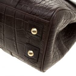 Pre Owned Mulberry Dark Brown Croc Embossed Leather Bayswater Satchel