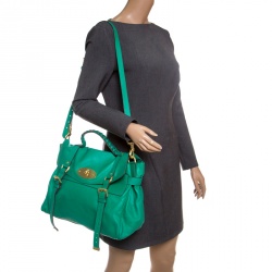 Mulberry Green Leather Oversized Alexa Satchel