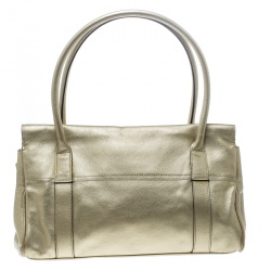 Pre Owned Mulberry Metallic Beige Leather Bayswater Satchel