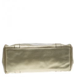 Pre Owned Mulberry Metallic Beige Leather Bayswater Satchel