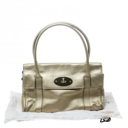 Pre Owned Mulberry Metallic Beige Leather Bayswater Satchel