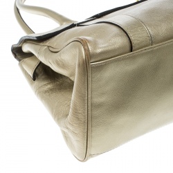 Pre Owned Mulberry Metallic Beige Leather Bayswater Satchel