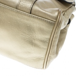Pre Owned Mulberry Metallic Beige Leather Bayswater Satchel