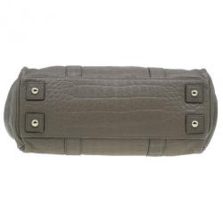 Pre Owned Mulberry Taupe Soft Croc Printed Bayswater Satchel