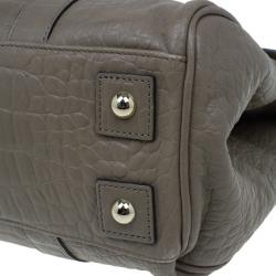 Pre Owned Mulberry Taupe Soft Croc Printed Bayswater Satchel
