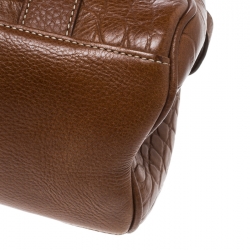 Pre Owned Mulberry Brown Croc Embossed Leather East West Bayswater Satchel