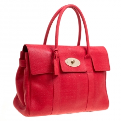 Pre Owned Mulberry Red Textured Leather Bayswater Satchel