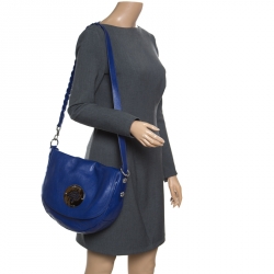 Pre Owned Mulberry Blue Grained Leather Daria Shoulder Bag