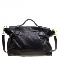 Pre Owned Mulberry Black Leather Oversized Alexa Top Handle Shoulder Bag