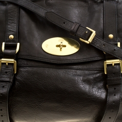 Pre Owned Mulberry Black Leather Oversized Alexa Top Handle Shoulder Bag