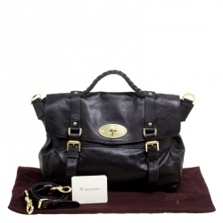 Pre Owned Mulberry Black Leather Oversized Alexa Top Handle Shoulder Bag