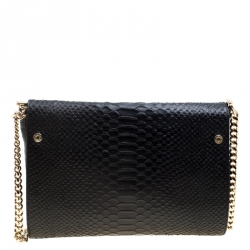 Mulberry Black/Burgundy Snakeskin Embossed Leather Delphie Duo Flap Shoulder Bag