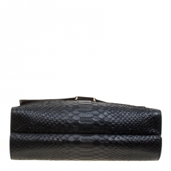 Mulberry Black/Burgundy Snakeskin Embossed Leather Delphie Duo Flap Shoulder Bag