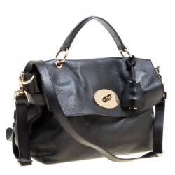 Pre Owned Mulberry Black Leather Postmans Lock Satchel