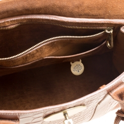 Pre Owned Mulberry Brown Croc Embossed Leather Bayswater Satchel