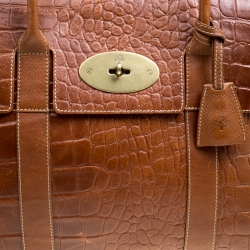 Pre Owned Mulberry Brown Croc Embossed Leather Bayswater Satchel