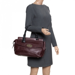Pre Owned Mulberry Burgundy Leather Small Blenheim Tote