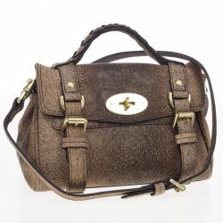 مملوكة مسبقًا Mulberry Mini Bark Brown Furry Print Alexa Bag