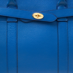 Pre Owned Mulberry Porcelain Blue Leather Small Zipped Bayswater Tote