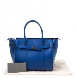 Pre Owned Mulberry Porcelain Blue Leather Small Zipped Bayswater Tote