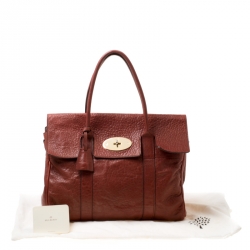 Pre Owned Mulberry Mahogany Textured Leather Bayswater Satchel