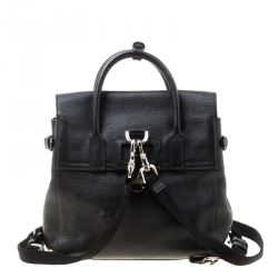Pre Owned Mulberry Black Leather Mini Cara Delevingne Backpack Tote