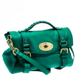 Mulberry Green Leather Alexa Top Handle Bag