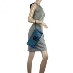 Pre Owned Mulberry Blue Metallic Spongy Pebbled Daria Clutch 