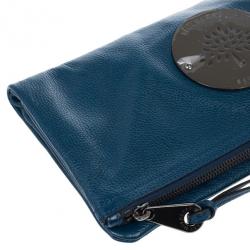 Pre Owned Mulberry Blue Metallic Spongy Pebbled Daria Clutch 