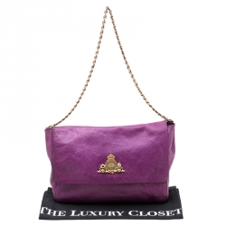 Pre Owned Mulberry Purple Leather Large Margaret Shoulder Bag