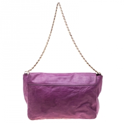 Pre Owned Mulberry Purple Leather Large Margaret Shoulder Bag