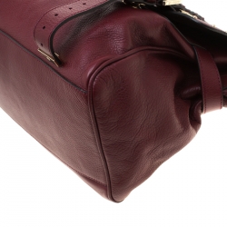 Pre Owned Mulberry Burgundy Leather Studded Tassel Alexa Satchel