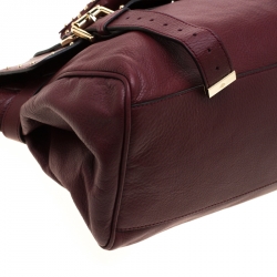 Pre Owned Mulberry Burgundy Leather Studded Tassel Alexa Satchel