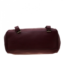 Pre Owned Mulberry Burgundy Leather Studded Tassel Alexa Satchel