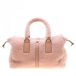 Mulberry Pink Shearling and Leather Roxette Satchel