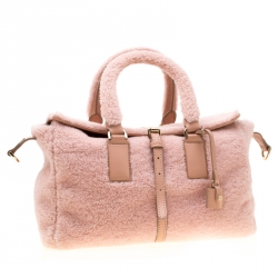 Mulberry Pink Shearling and Leather Roxette Satchel
