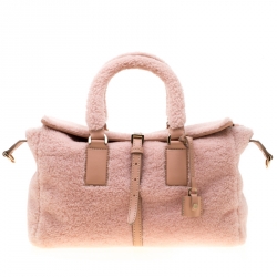 Mulberry Pink Shearling and Leather Roxette Satchel