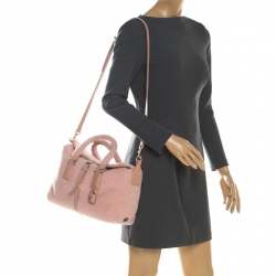 Mulberry Pink Shearling and Leather Roxette Satchel