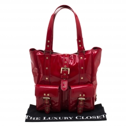Pre Owned Mulberry Red Patent Leather Roxanne Tote