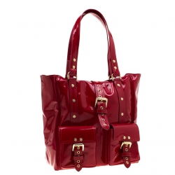 Pre Owned Mulberry Red Patent Leather Roxanne Tote