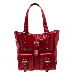 Pre Owned Mulberry Red Patent Leather Roxanne Tote