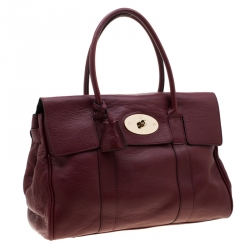 Pre Owned Mulberry Burgundy Leather Bayswater Satchel Bag
