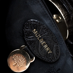 Pre Owned Mulberry Black Python Embossed Leather Bayswater Tote