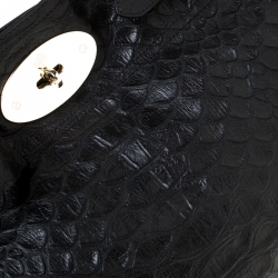 Pre Owned Mulberry Black Python Embossed Leather Bayswater Tote