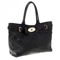 Pre Owned Mulberry Black Python Embossed Leather Bayswater Tote